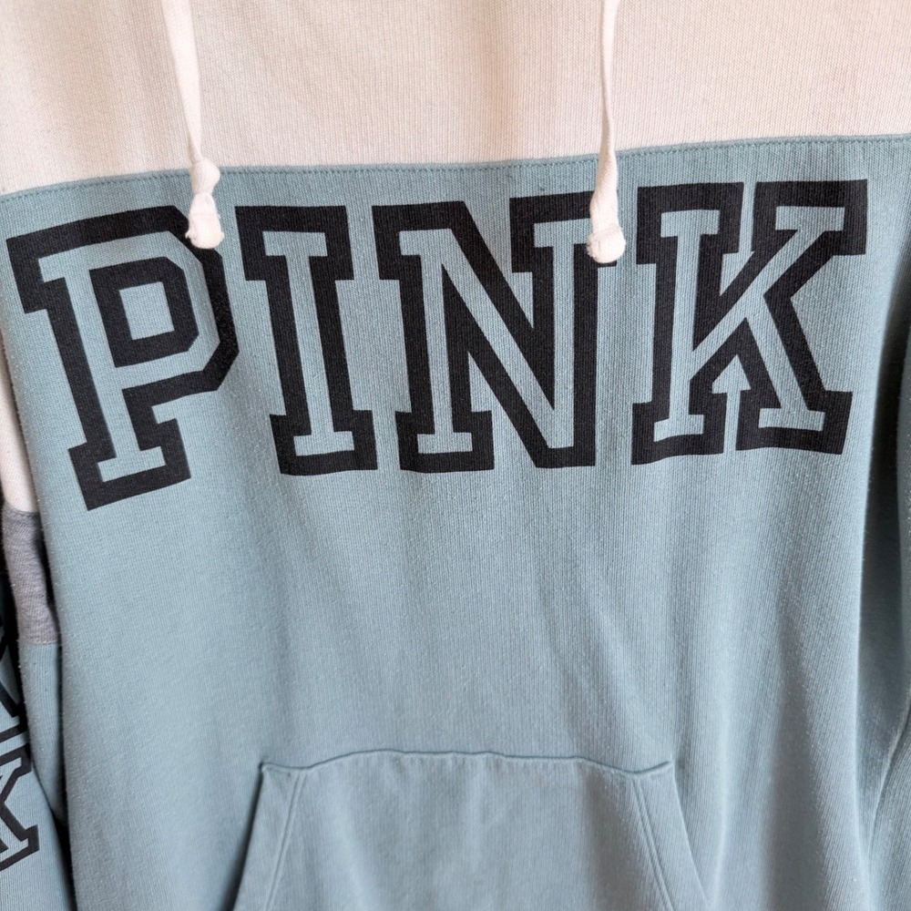 PINK by Victoria's Secret Colorblock Hoodie Sweatshirt Pullover Women's Size M - Picture 2 of 6